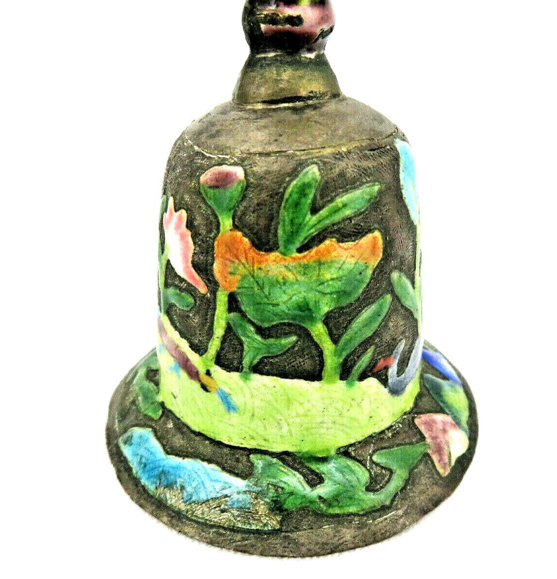 Antique Chinese Enamel Bell with Waterlilies & Ducks  4