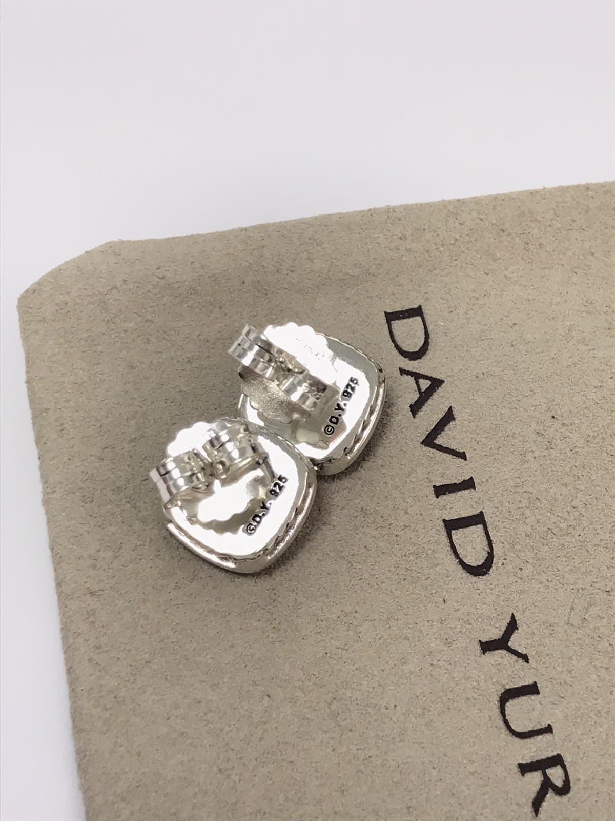 David Yurman Sterling Silver 7mm Albion Lemon Citrine  Diamonds Stud Earrings 2