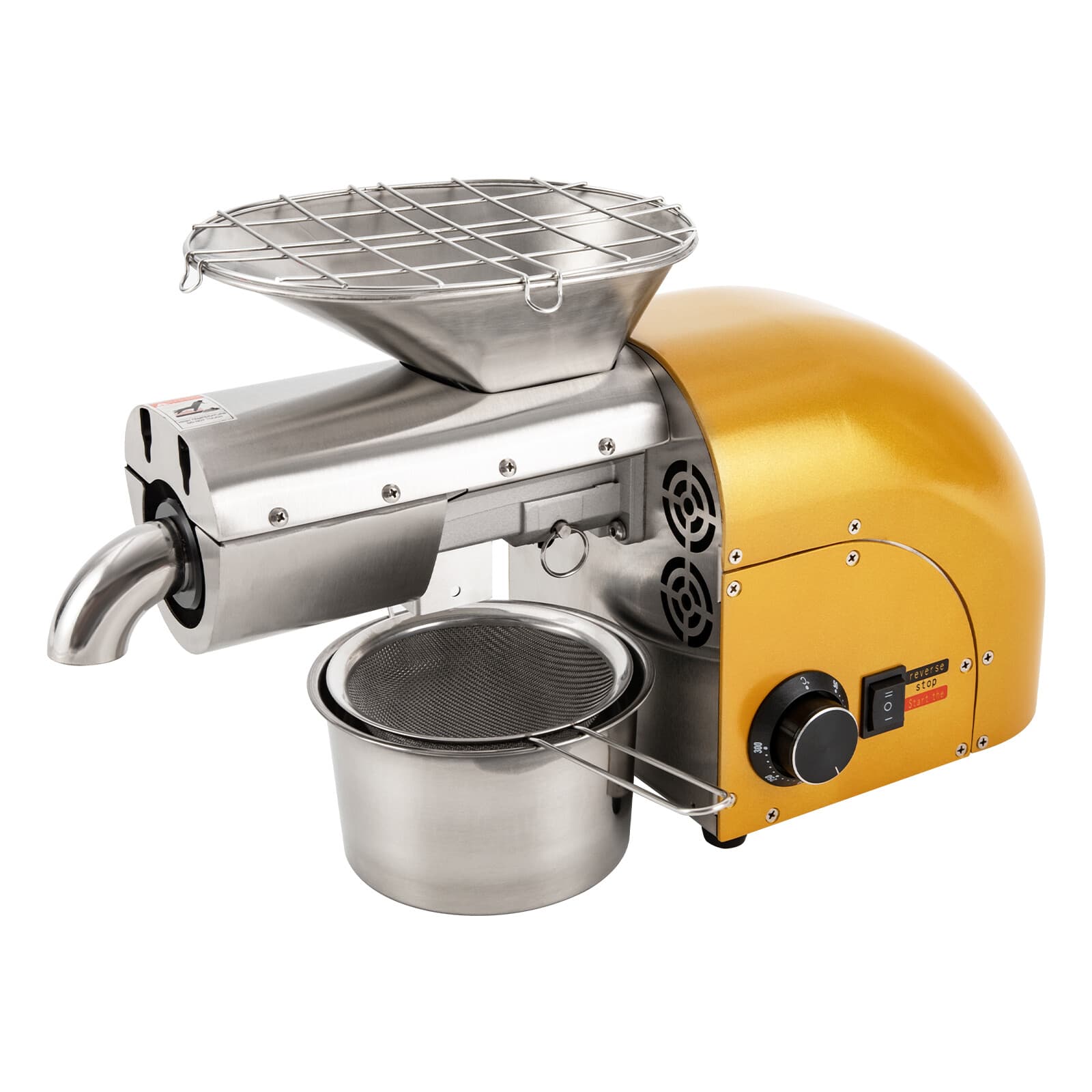 Oil Press Machine Nut Seeds Oil Extractor Beans Expeller Cold & Hot 1800W Home 6