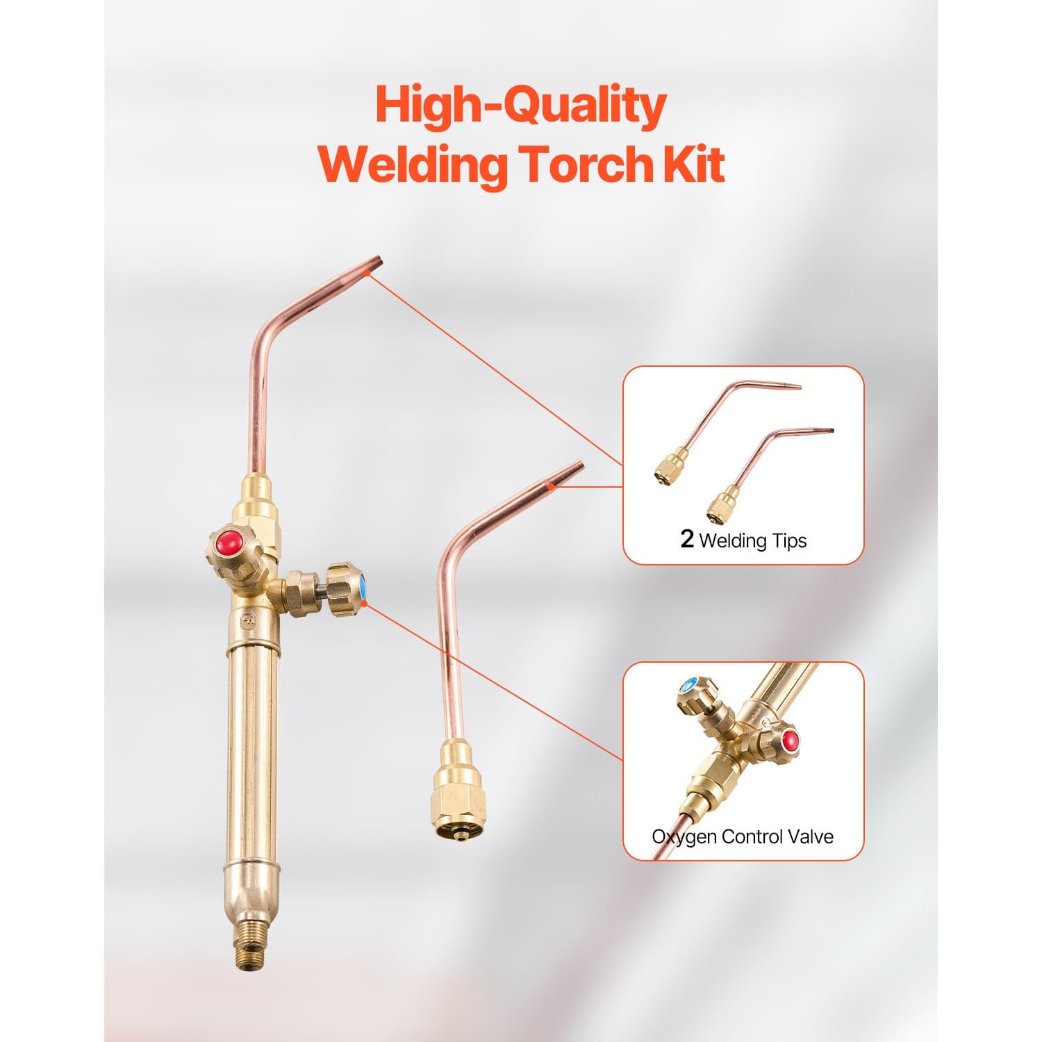 Oxygen Acetylene Torch Kit 14PCS Gas Welding Set & Cylinder Holder 177'' Hose 3