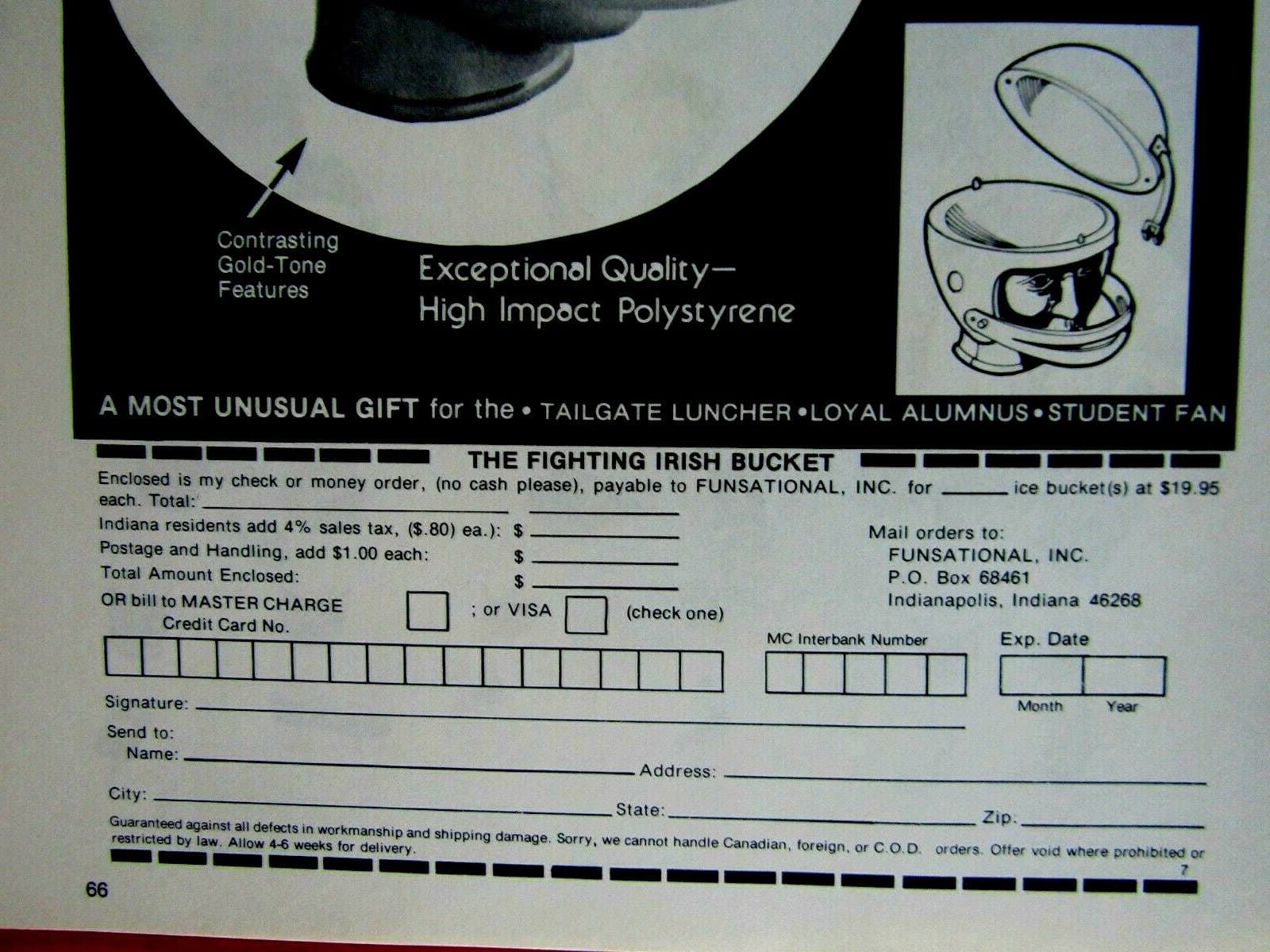 The Fighting Irish Ice Bucket 1978 Notre Dame Original 1977 Print Ad 8.5 x 11" 6