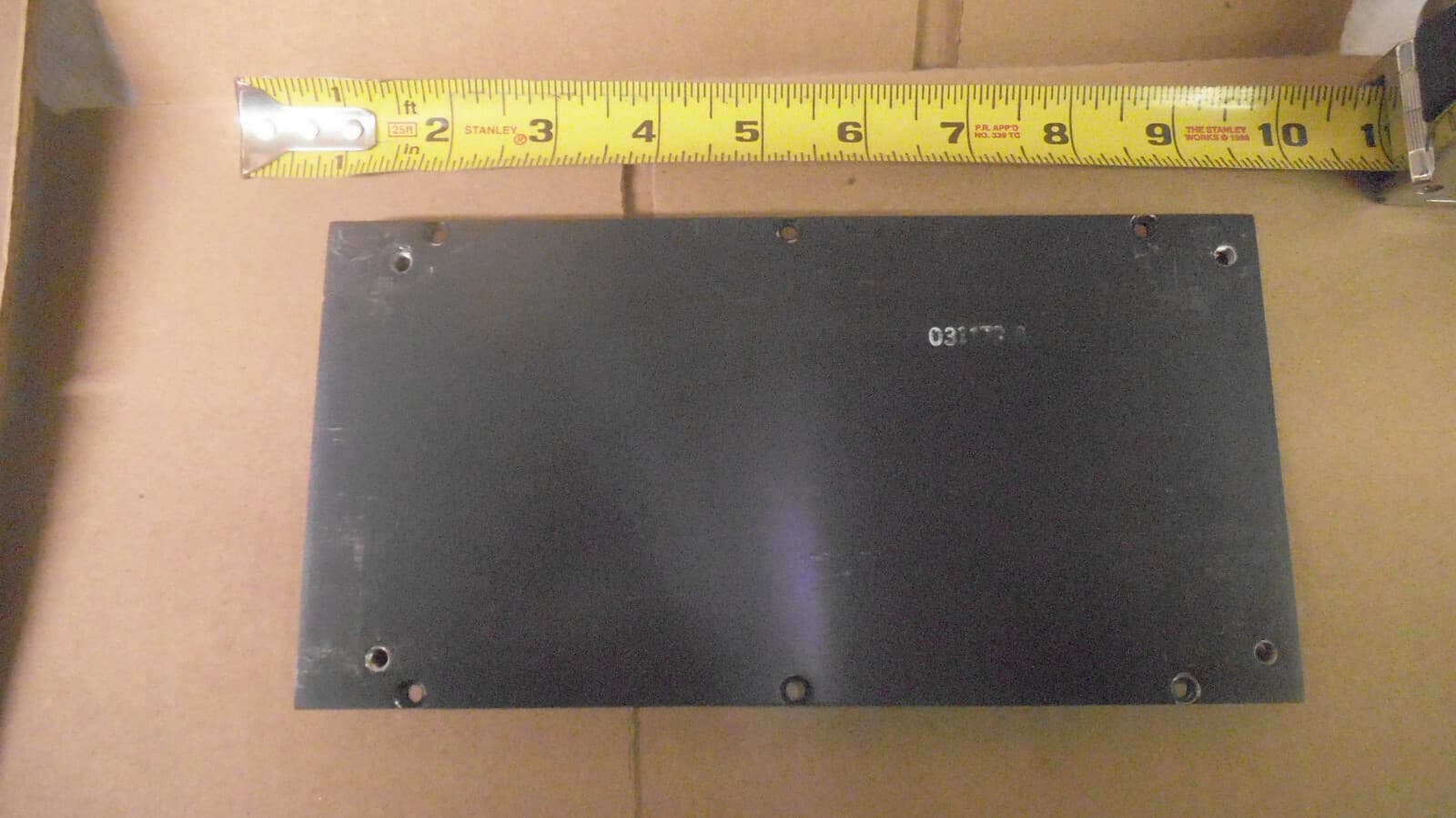 Black anodized Aluminum heat sink 8-1/2" x 4-1/4" x point 550" thick used 4