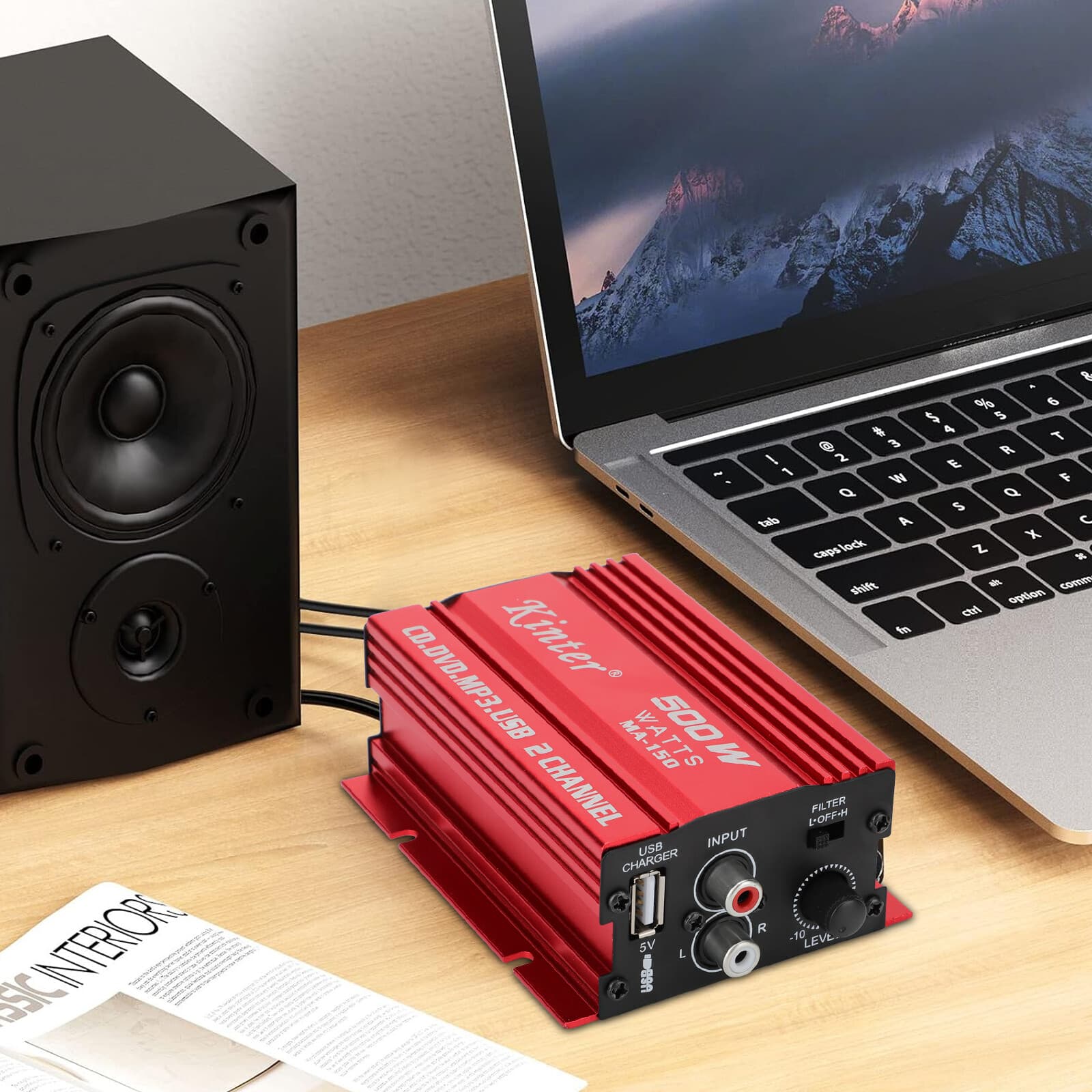 500W 12V 2 Channel Car Stereo Audio Power Amplifier HiFi Bass Amp Subwoofer Home 5