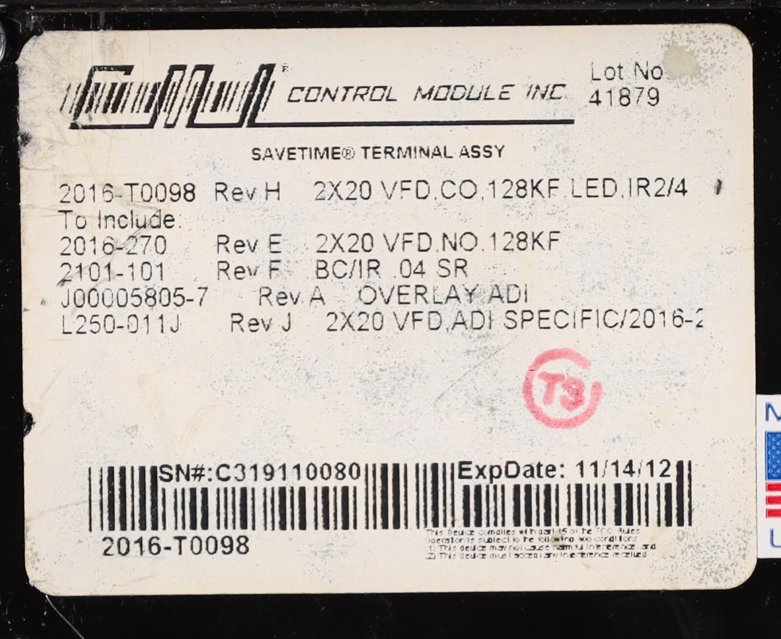 (Lot of 9) CMI SaveTime 2000 Series Time Clock Terminal Assembly 3