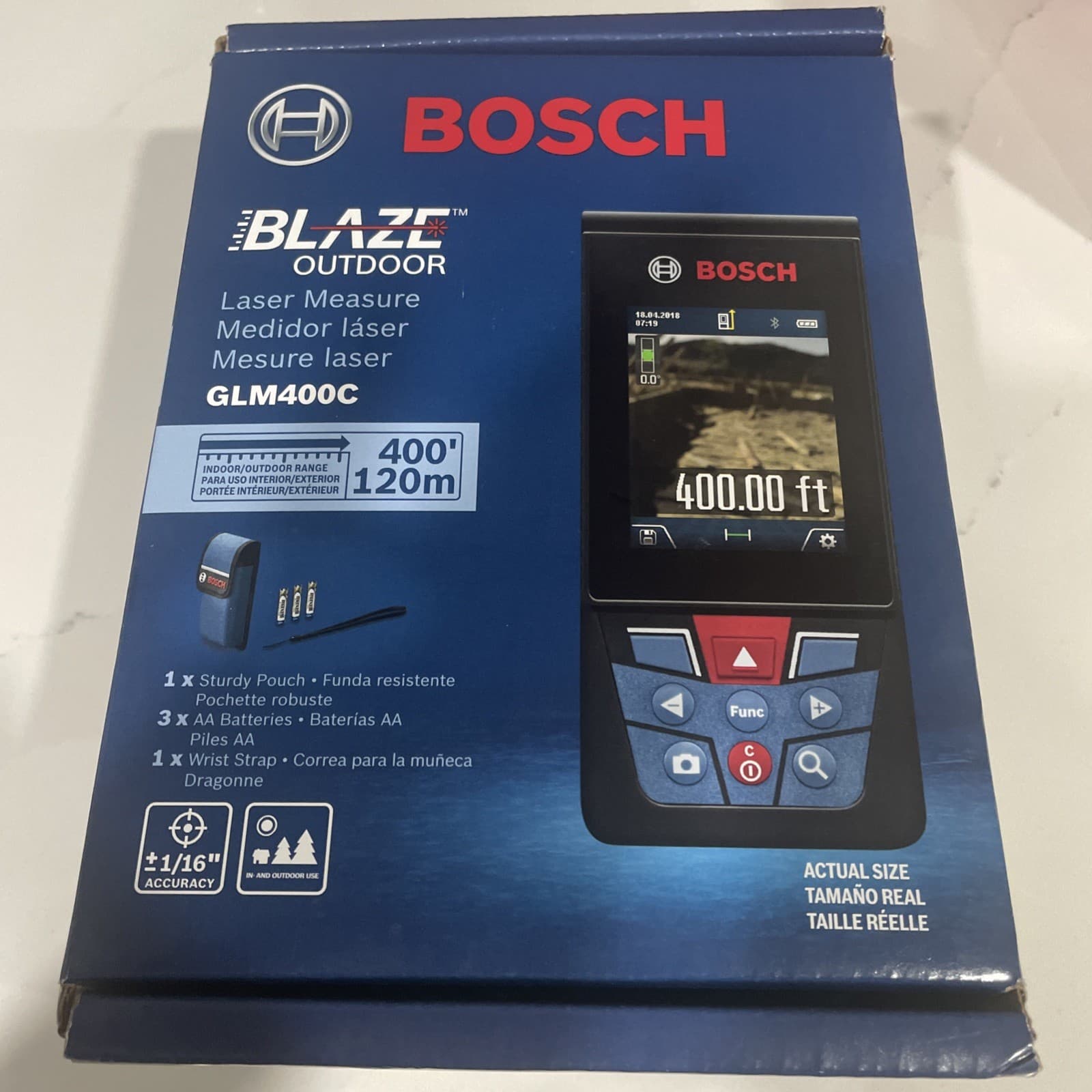 BOSCH BLAZE GLM400C 400-ft Red Laser Distance Measurer with display Bluetooth