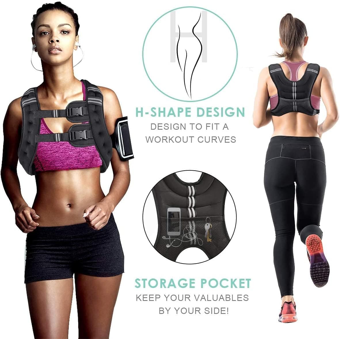 Weighted Vest for Women and Men 8  Lbs with Reflective Stripe and Double Adjusta 6