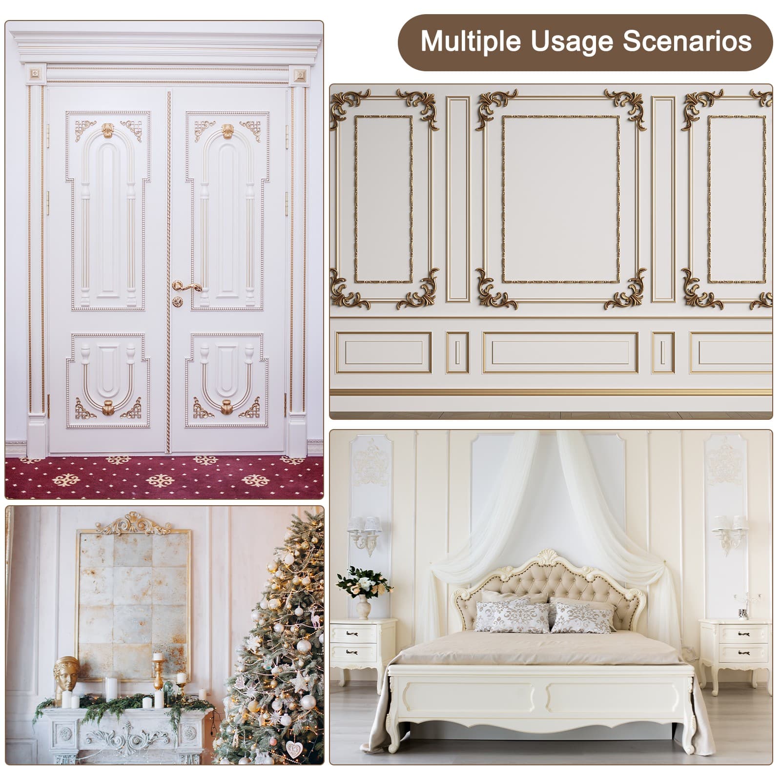 6Pcs Wood Carved Appliques Unpainted Decorative Corner Carving Decals 4cm x 4cm 6