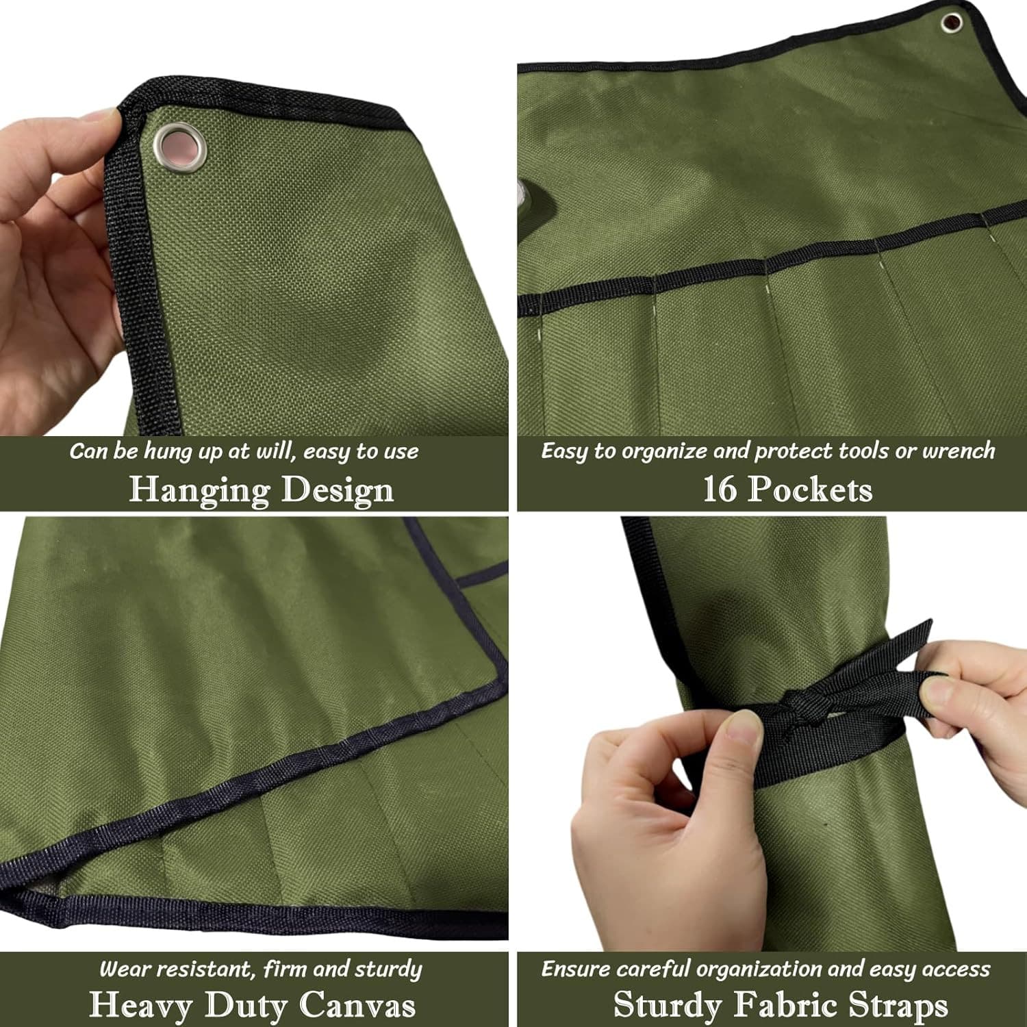 16 Pockets Wrench Roll up Pouch, Wrench Roll Organizer and Tool Storage, Rolled 5