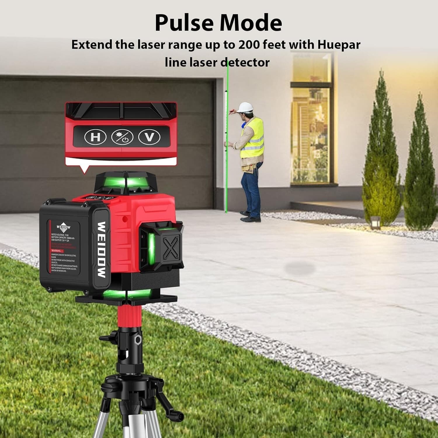 4D Laser Level 360° Self-Leveling Cross Line w/Tripod & two 4800 mAh Batteries 5