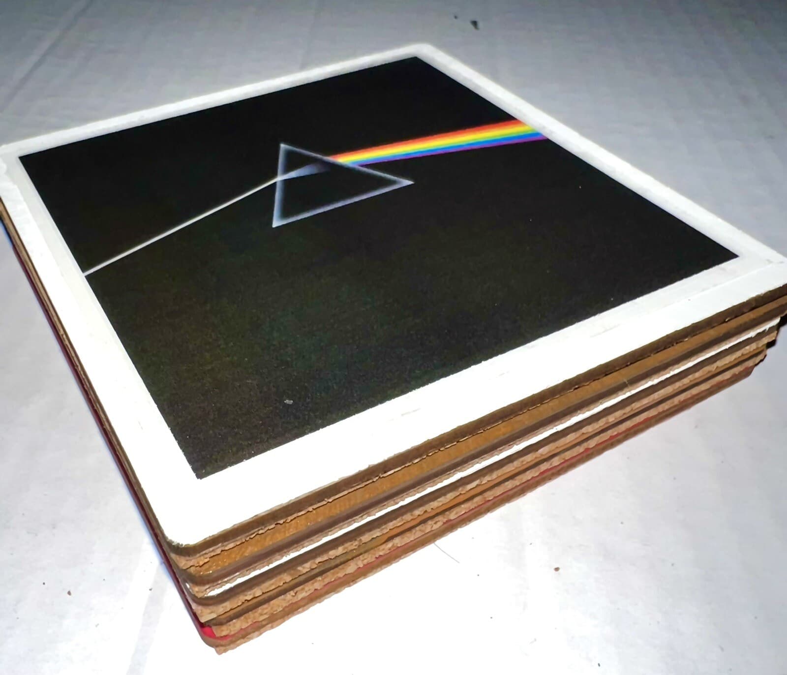 DIY 5 Handmade Wood & Cork Drink Coasters PINK FLOYD DSOTM Relics Logo Syd Psych 2