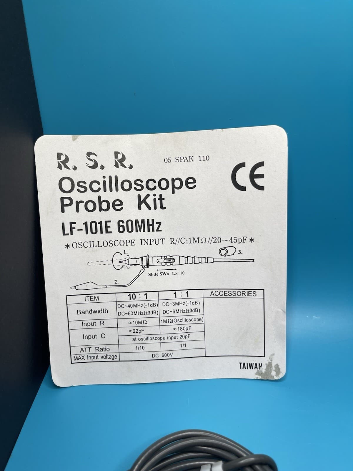 RSR Electronics Oscilloscope Probe LF-101E  Connector 60MHz 3