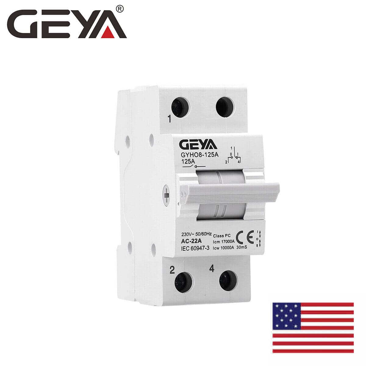 GEYA Manual Changeover Transfer Switch 1P 125A Dual Power 400V Grid & Generator