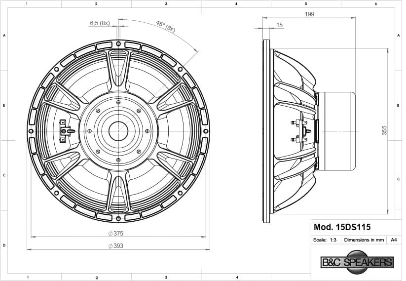 2x B&C 15DS115-4 15" Neodymium Subwoofer Speaker 3200W 4-Ohm Bass Sub 35-1000 Hz 6