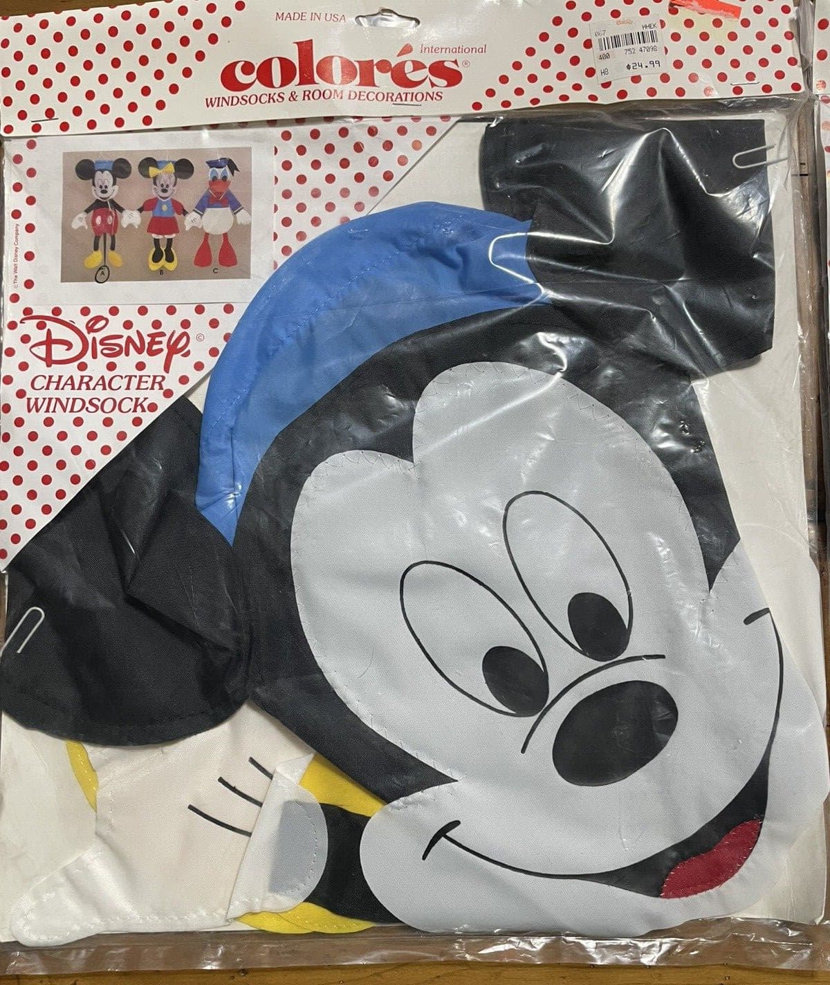 Disney Mickey & Minnie Characters Windsock Colores 100% Nylon Made in the USA 2