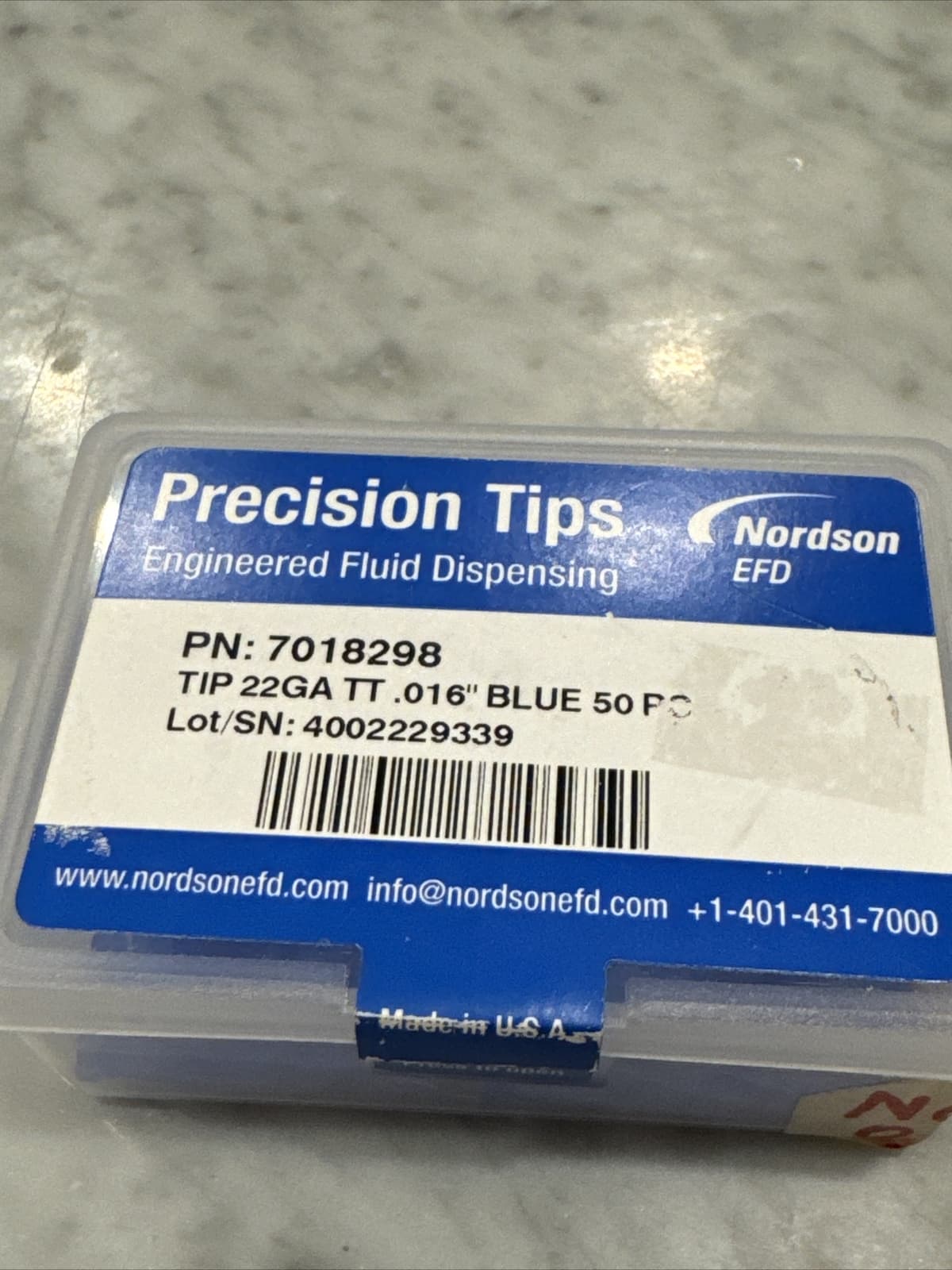 (50) Nordson EFD, Precision Tips, 7018298, 22GA  TT, .016" BLUE 2
