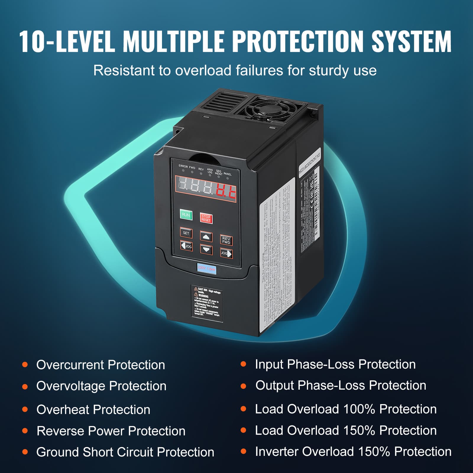 Uimoso 2HP 1.5KW VFD Variable Frequency Drive 220V 1 or 3 Phase Convert 0-400Hz 4