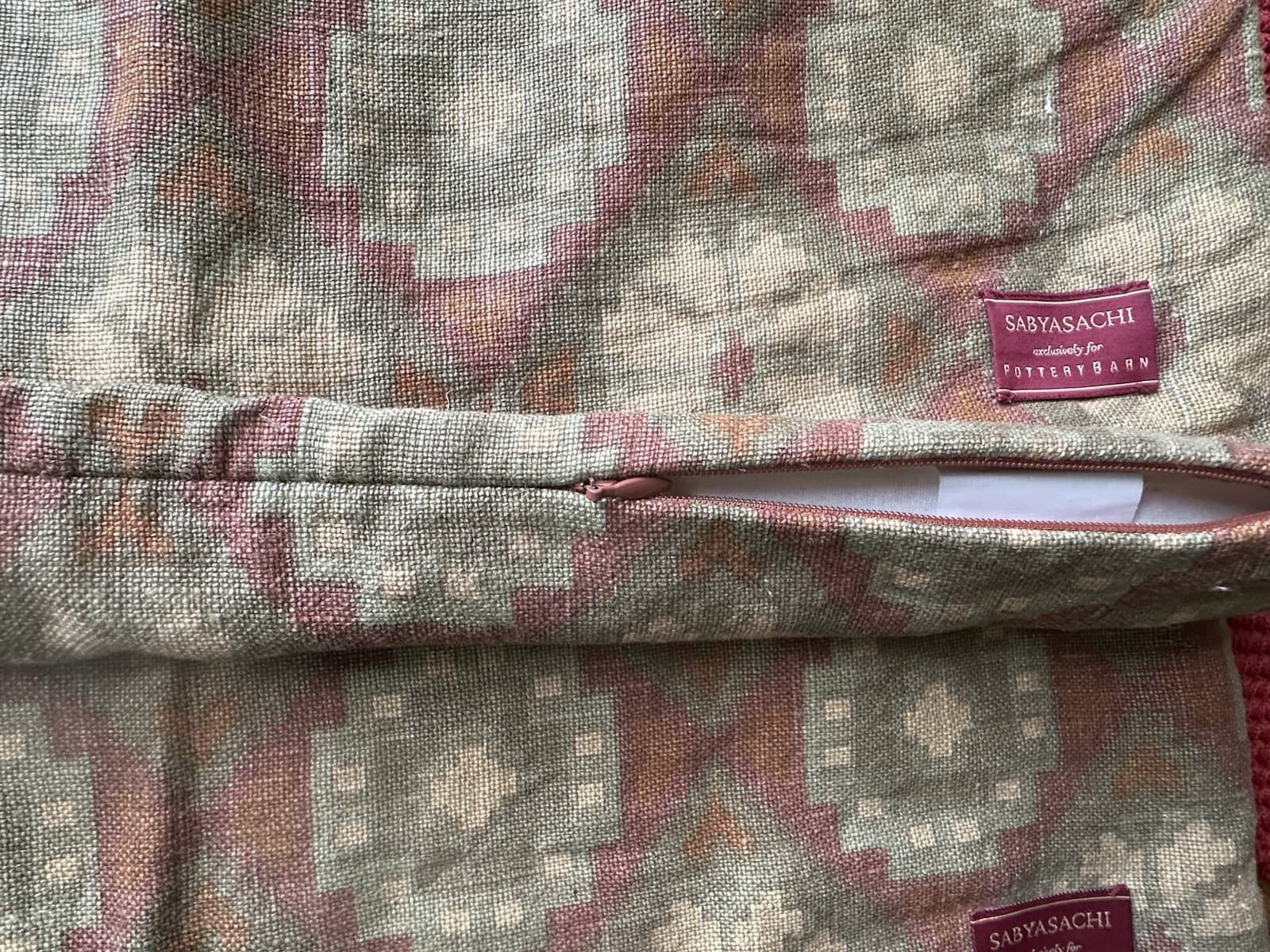 Sabyasachi Pottery Barn Linen 20” Euro Patola Pillow Cover Rustic Farmhouse 3PC 6