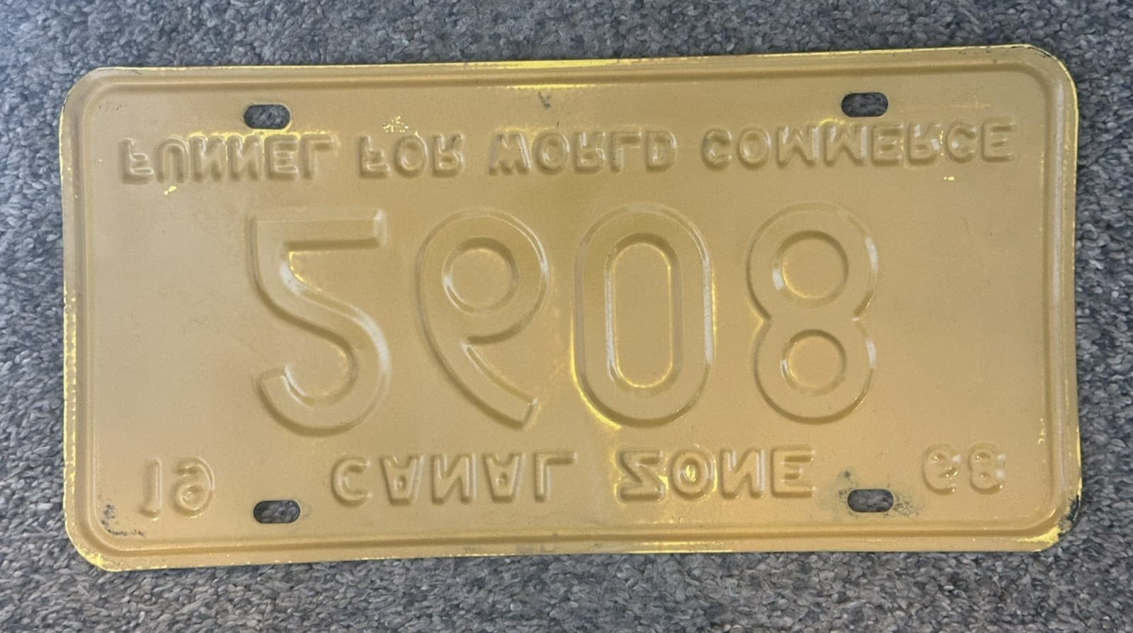 CANAL ZONE - 1968 Vehicle license plate  PANAMA - All original GREAT CONDITION 2