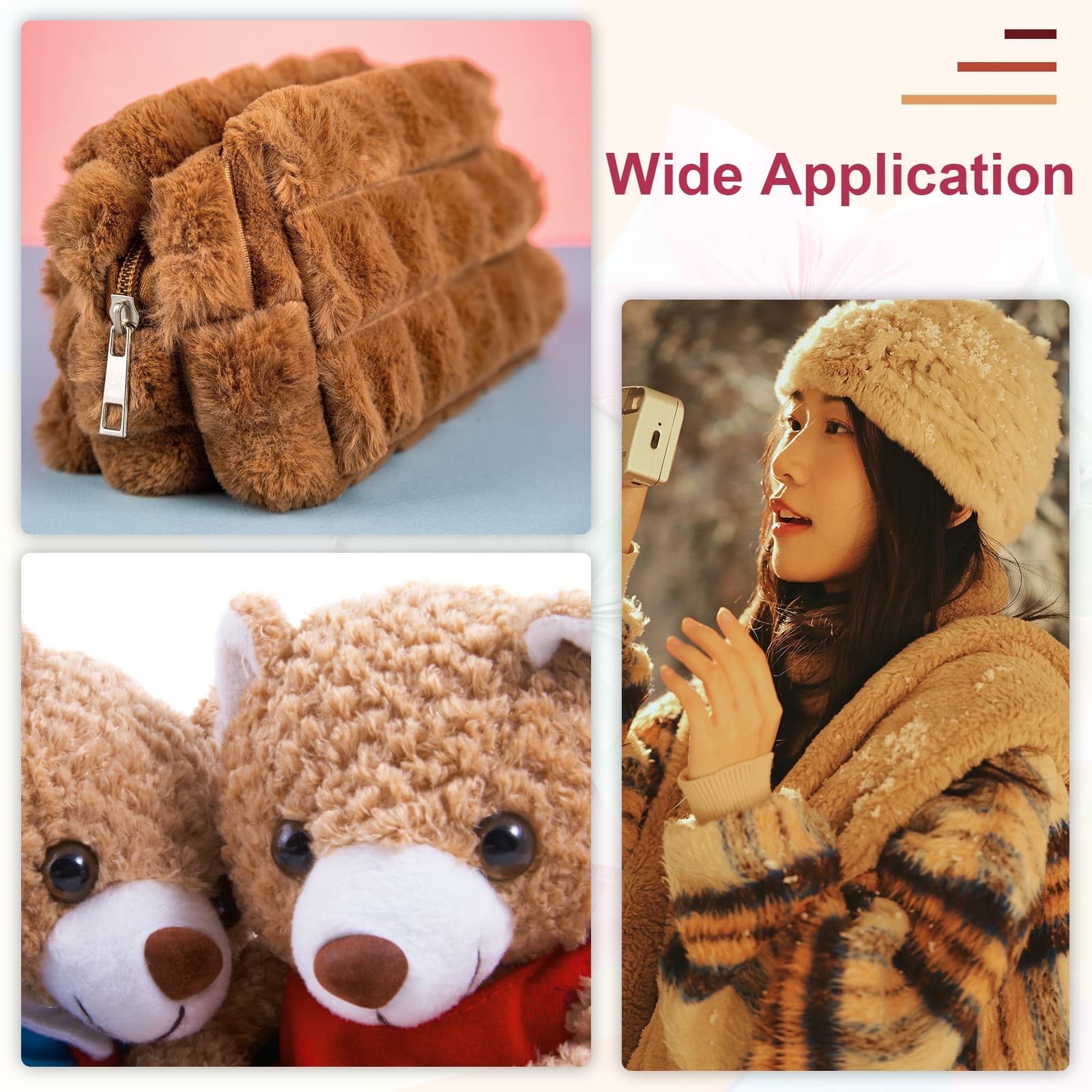 2pcs Fur Yarn Polyester Yarn Fluffy Chunky Yarn Camel Brown for Crocheting,50m 6