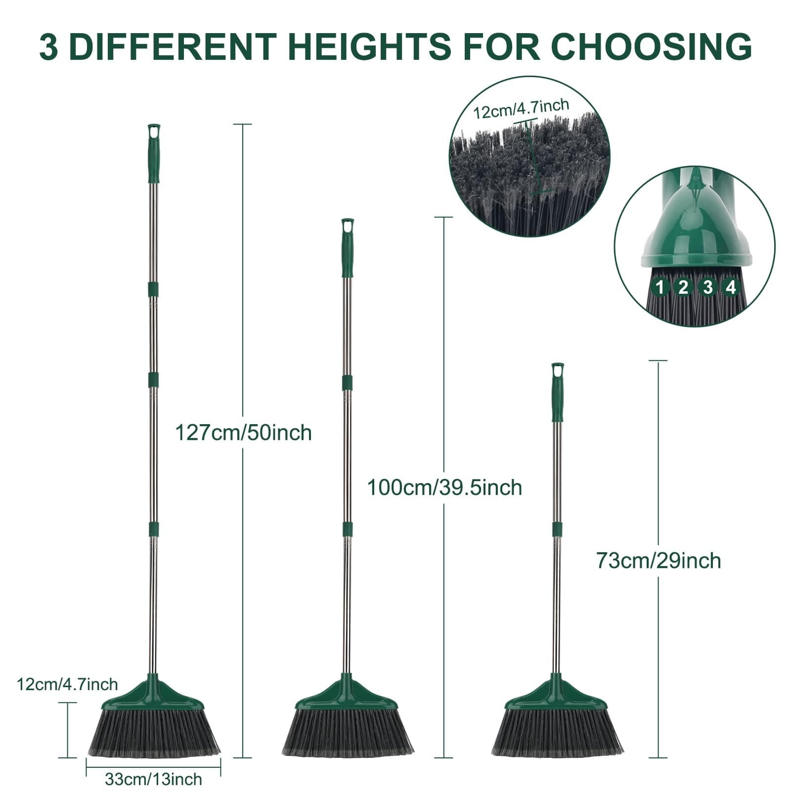 Heavy Duty Broom Outdoor Indoor Commercial Broom with 50 inches Long HandleP 4