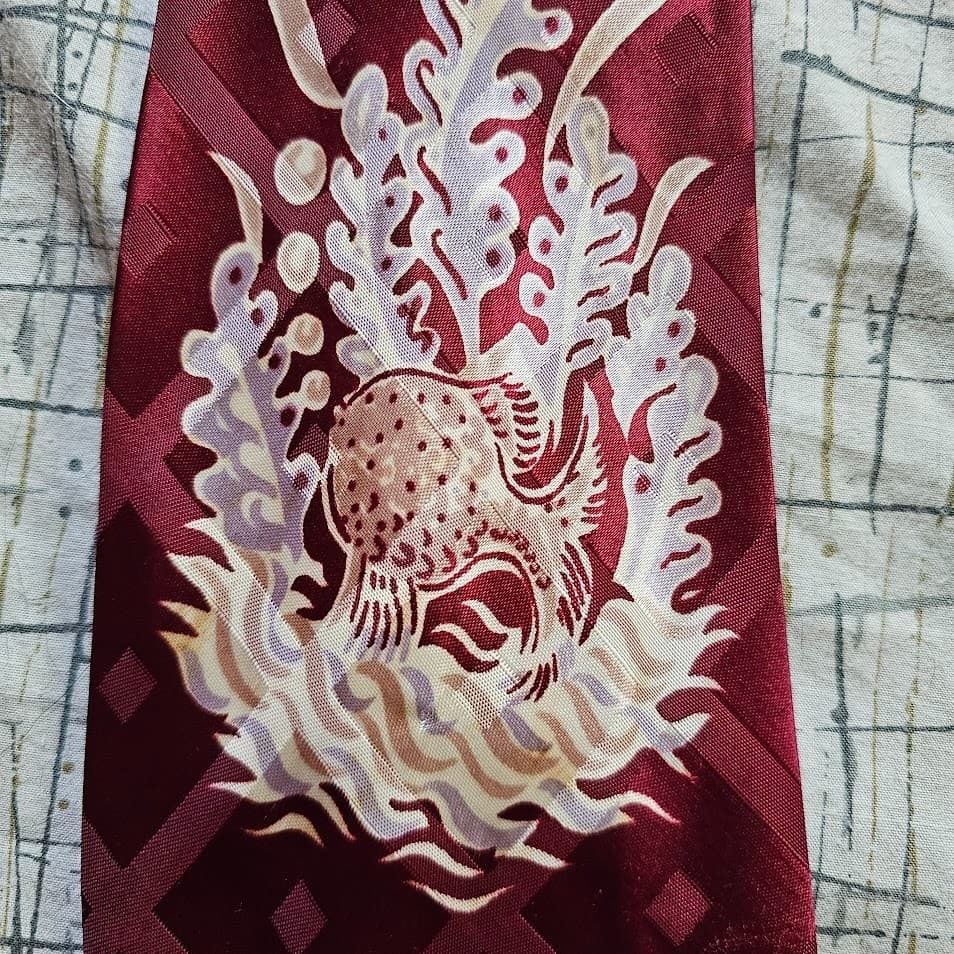 Vtg 40s Mens Novelty Ocean Fish Bubbles Coral Necktie Wide Jacquard Tie 49X4.25 3