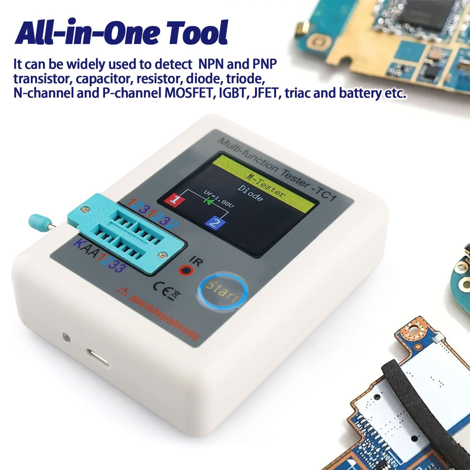 LCR-T1 Transistor Tester TFT Screen Diode Triode Capacitance Meter PNP NPN FET 3