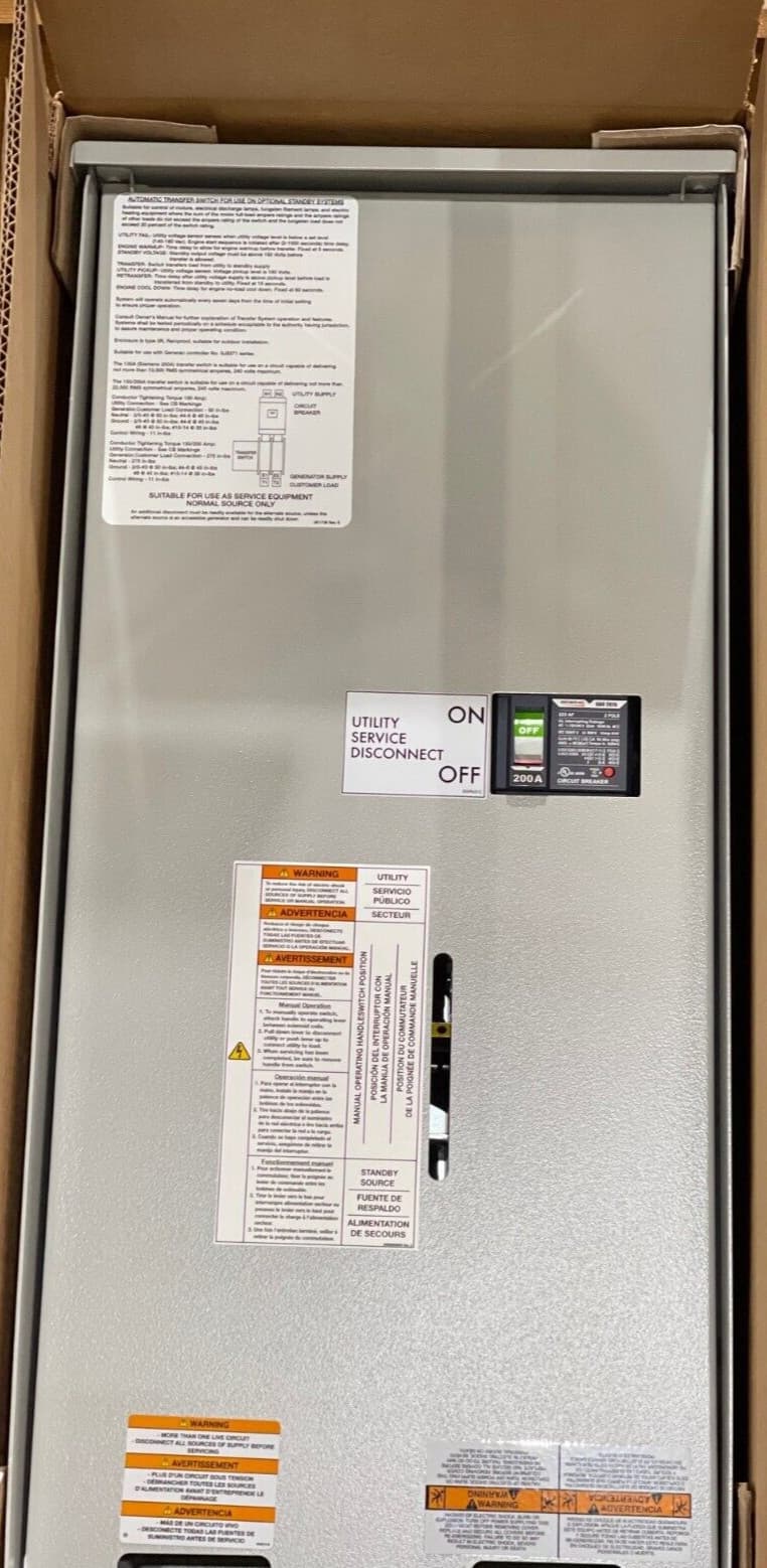 New, Generac, Service Entry Rated, RXSW200A3, 200 AMP AUTOMATIC TRANSFER SWITCH 2