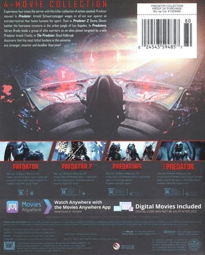 Predator 4-Movie Collection (Blu-ray + Digital) NEW 2