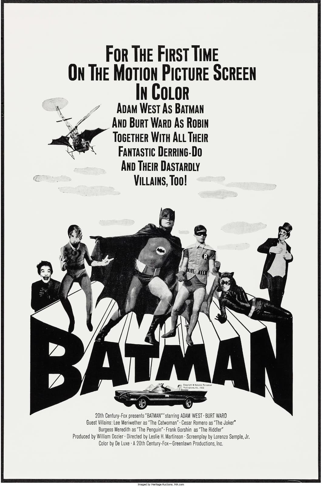 Movie Poster Batman 1966 Military 23"x35" VF+ 8.5 Adam West Burt Ward