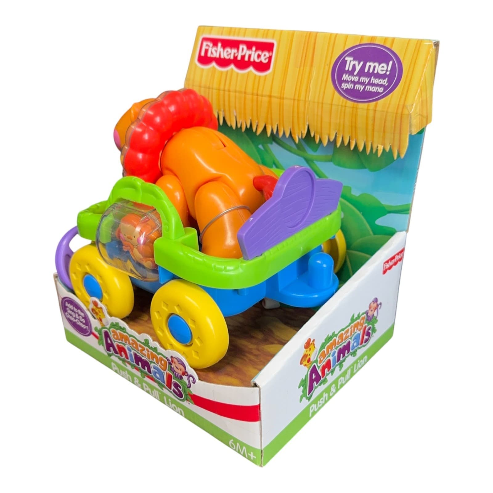 NEW Fisher-Price AMAZING ANIMALS Push & Pull Lion for Sing & Go Choo-Choo 3