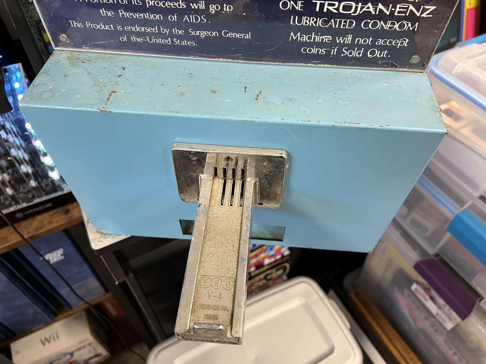 Vintage 1980s Trojan ENZ Condom Vending Machine - Old Rusty Weathered READ! 5