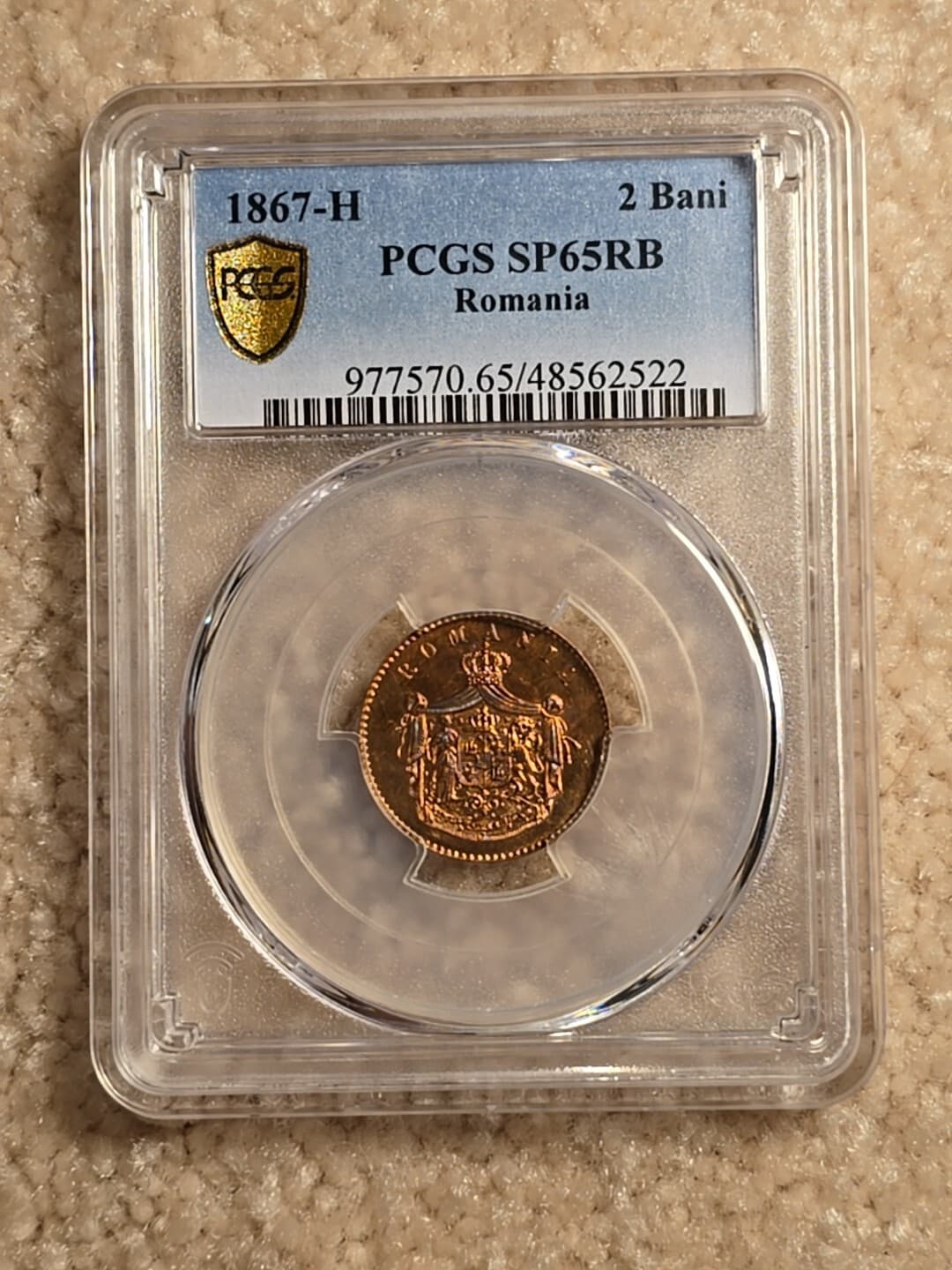 1867-H 1867 Heaton Romania 2 Bani PCGS SP65RB SP 65 Specimen Red Brown Romanian