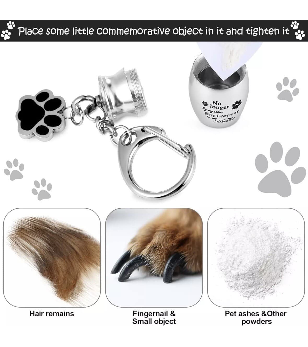 Pet Keepsake Urn Keychain Stainless Steel Black 4