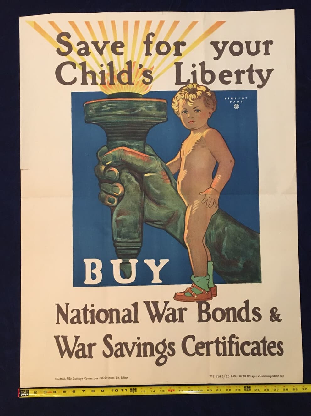 Original WWI poster titled “Save for your Child's Liberty”, Scottish circa 1917