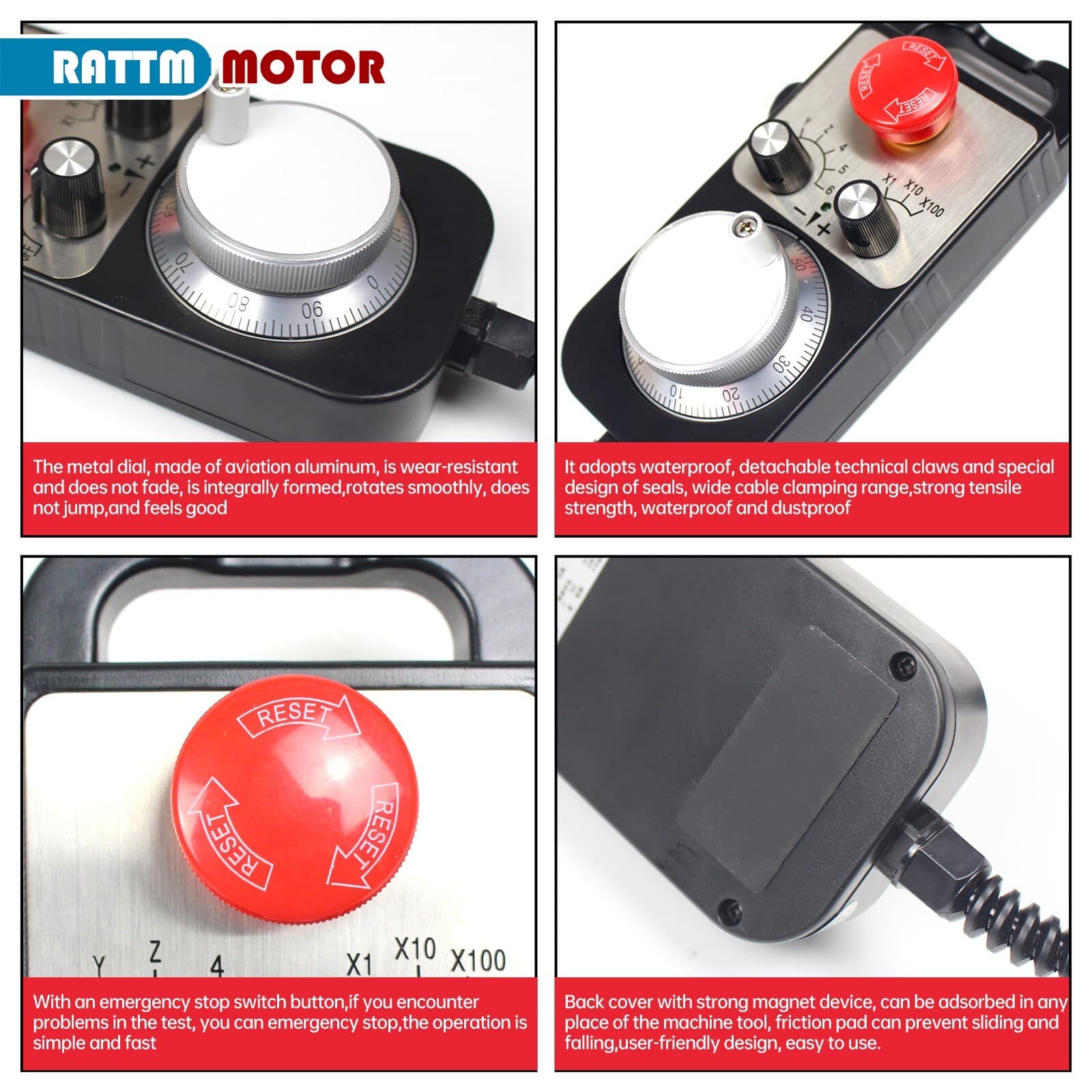 【USA】6 Axis / 4 Axis CNC Handwheel MPG Pendant w/ E-Stop For CNC Router Machine 6