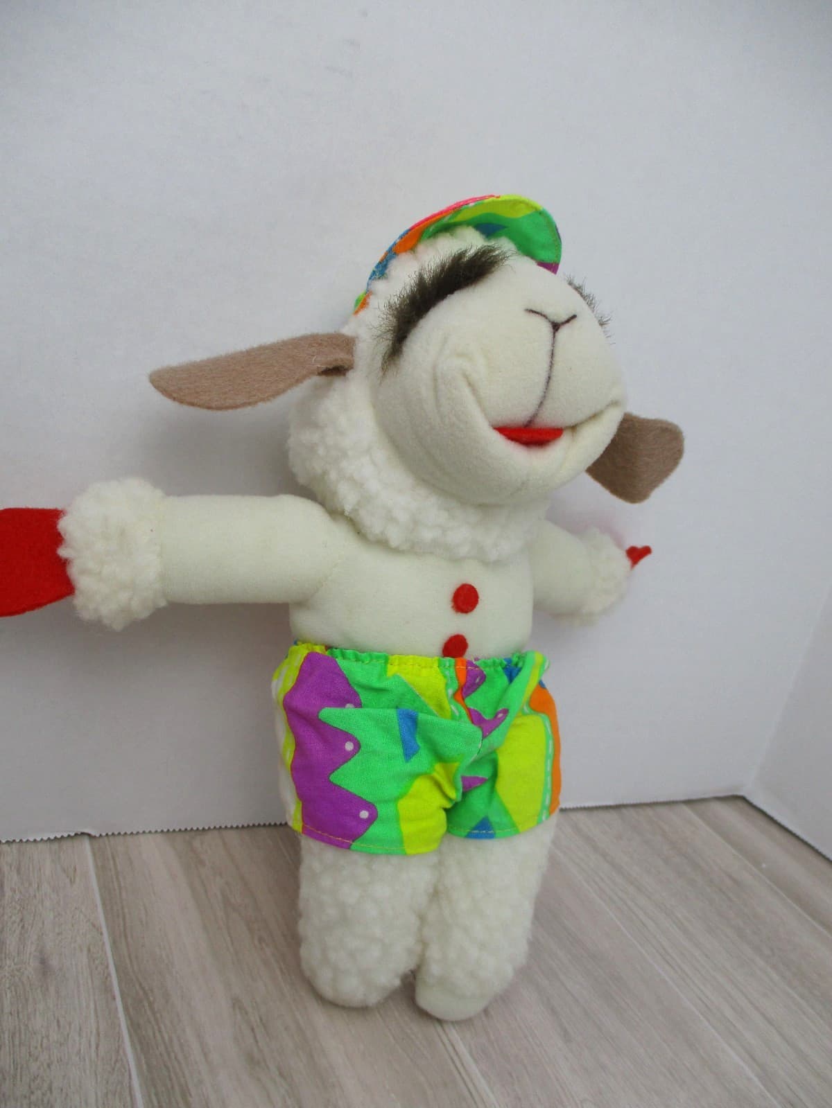 Vintage 1993 Lamb Chop Plush 9” Tall Stuff Animal w/ Visor 90s 3