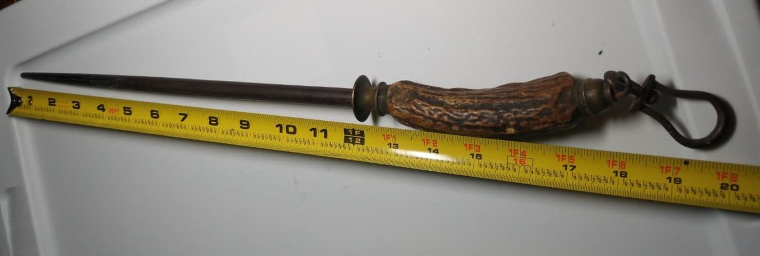 Knife Hone Rod W/ Antler Handle Antique I. Wilson Sycamore St. Sheffield England 3