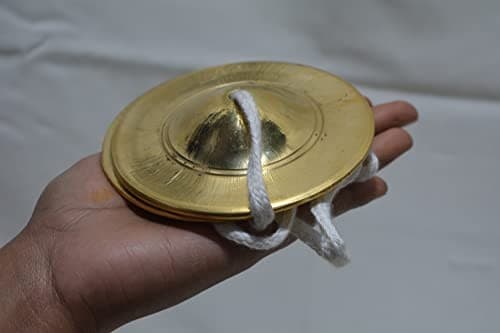 Brass Manjira Cymbals for Puja, Meditation & Kirtan | Traditional Indian Hand  2