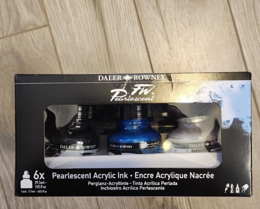 Daler Rowney FW Acrylic Ink Pearlescent Set 6 x 29.5ml with Marker