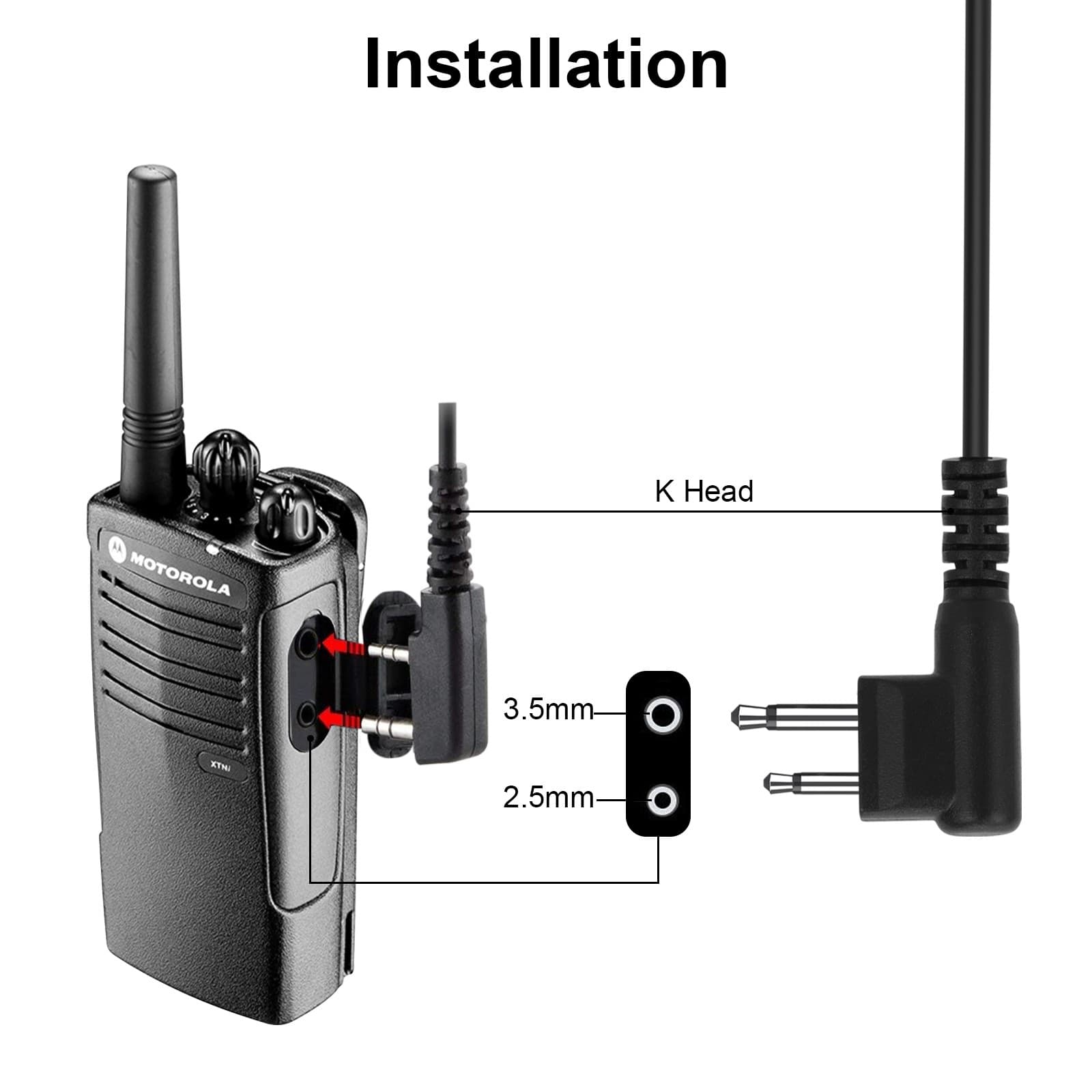 PTT Mic Swivel Earpiece for Motorola Radio Walkie Talkies CP200 CLS1410 CLS1110 6