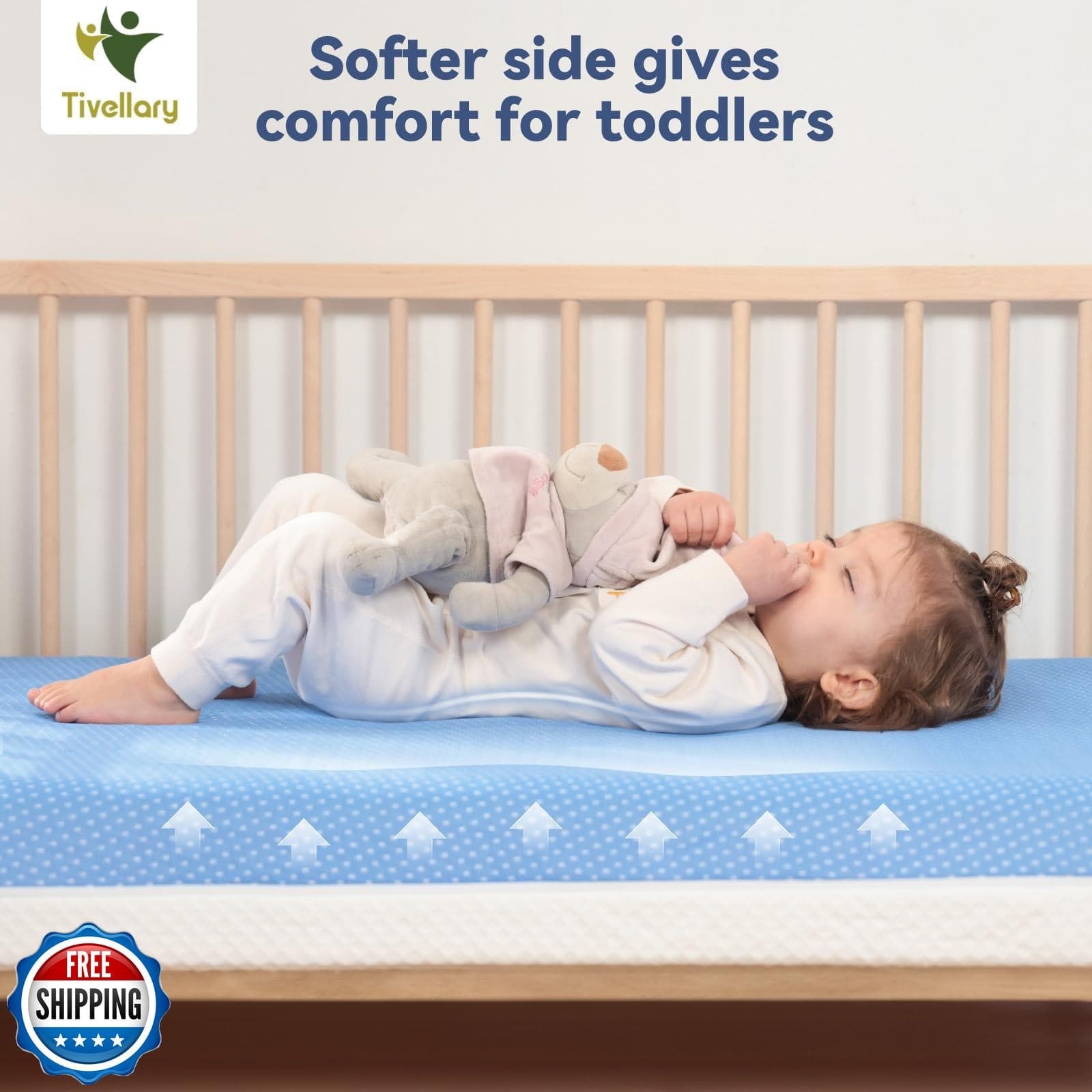 Tivellary Dual-Sided Crib Mattress – Gel Memory Foam Infant and Toddler Mattr 4