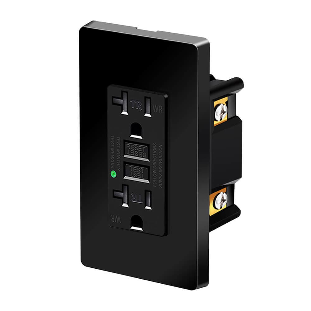 20A/125V Tamper Resistant GFCI Outlets Decor GFI Receptacles LED Indicator Black 2