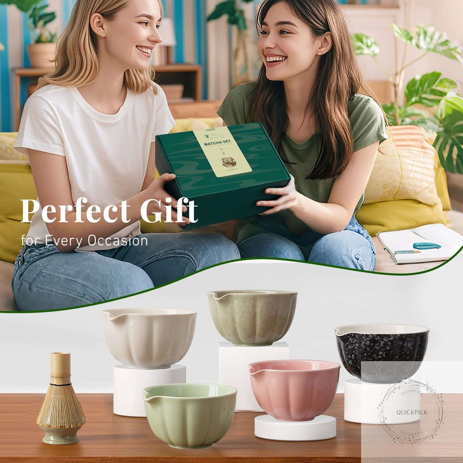 Matcha Whisk Set,7 PCS Ceramic Matcha Kit Includes Matcha Bowl with Spout Matcha 4