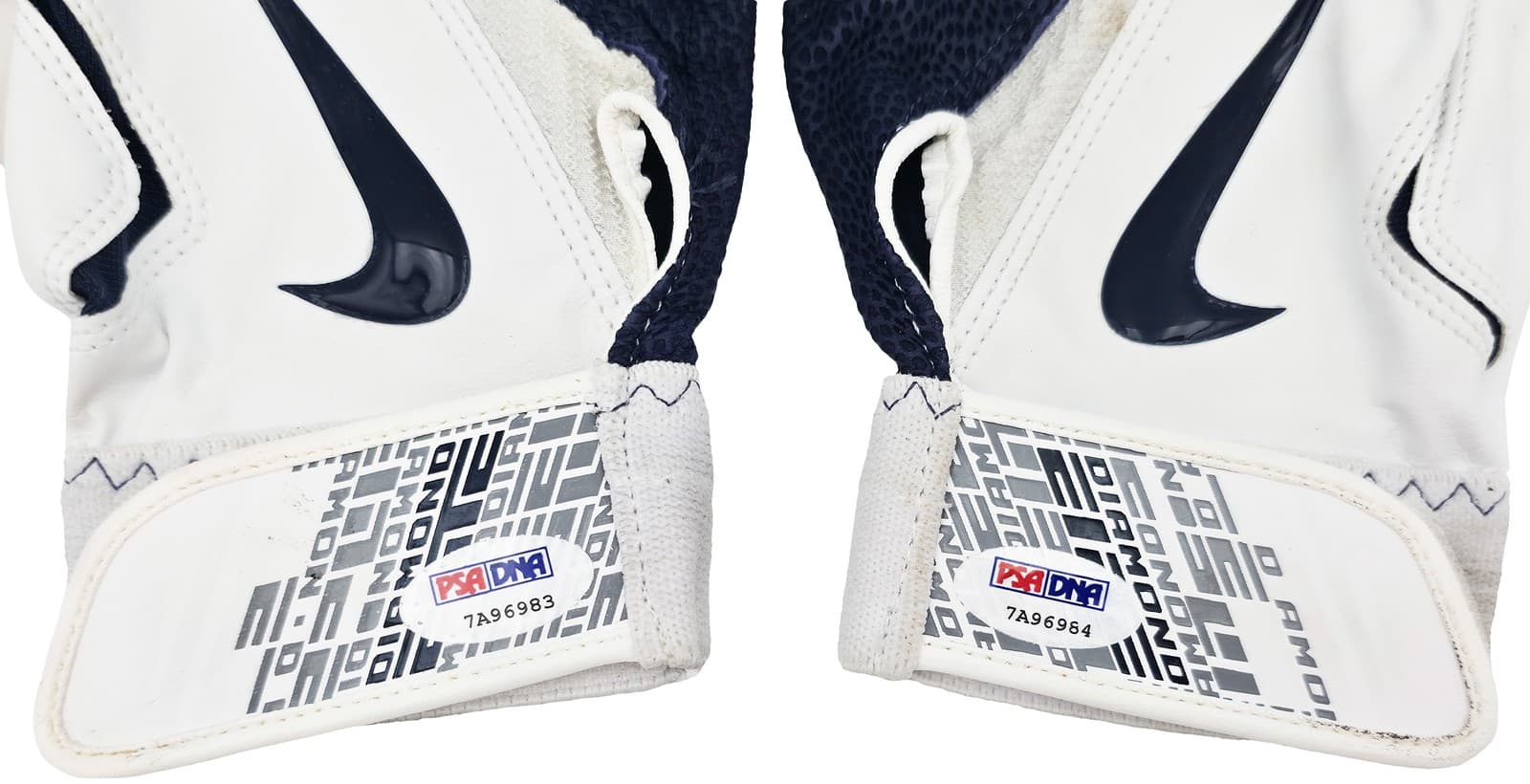 Robinson Cano Auto Pair of Game Used White Blue Nike Batting Gloves Yankees PSA 5