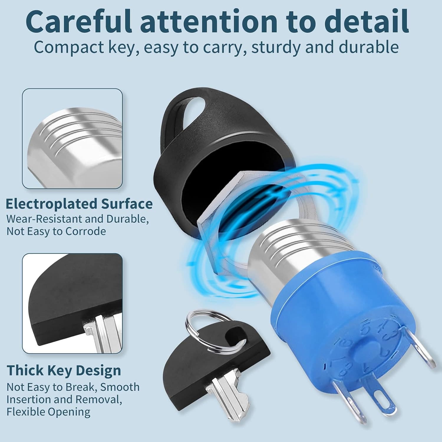 Ignition Switch with Key, Replacement Mobility Scooter Spare Start On/Off Igniti 6