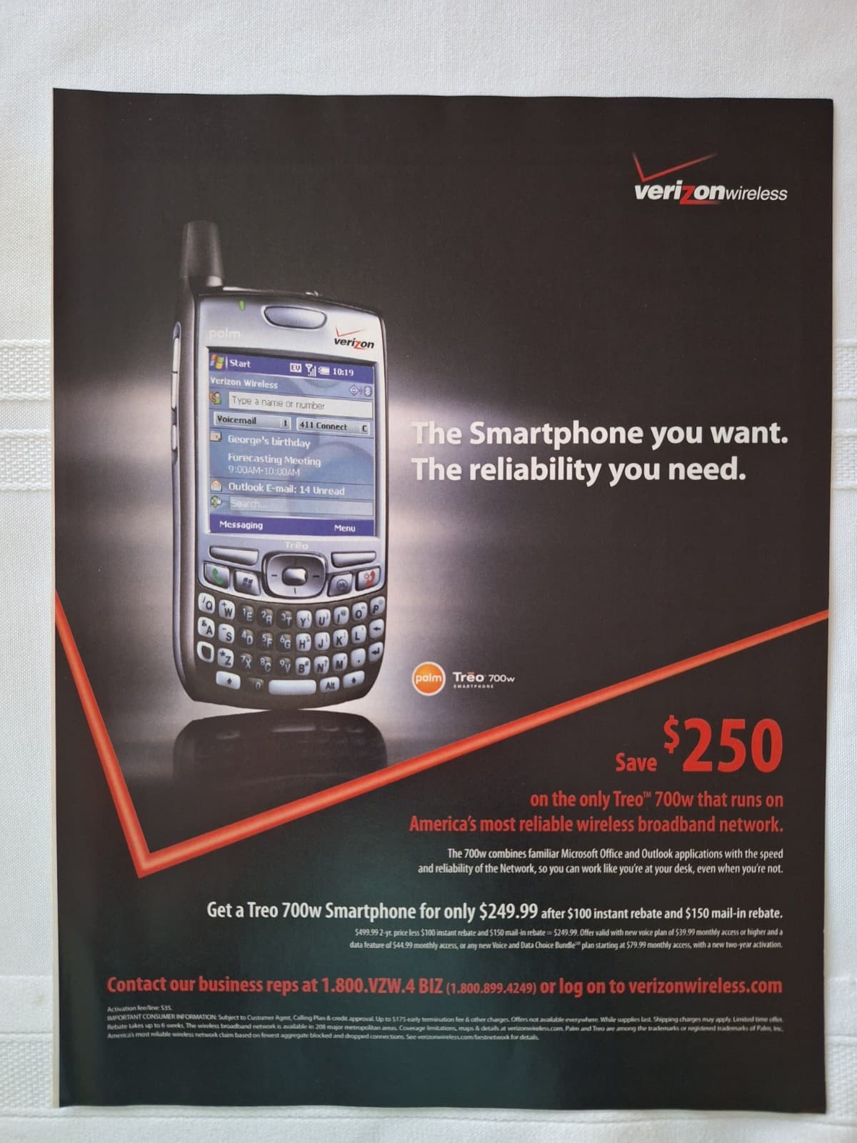 VERIZON Smartphone Palm Treo 2007 Print Ad 8 x 10.5"