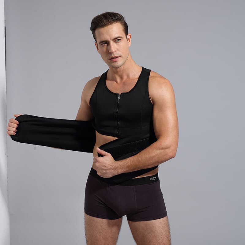 Men Sauna Thermo Sweat Waist Trainer Tank Top Vest Suit Body Shaper Belt Corset 3