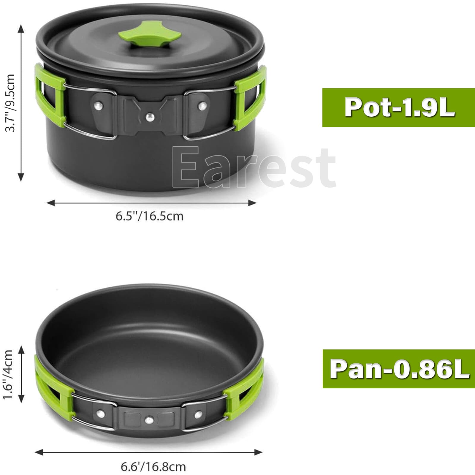 13Pcs Portable Camping Cookware Mess Kit Hiking Kettle Cooking Bowl Pot Pan Set 5
