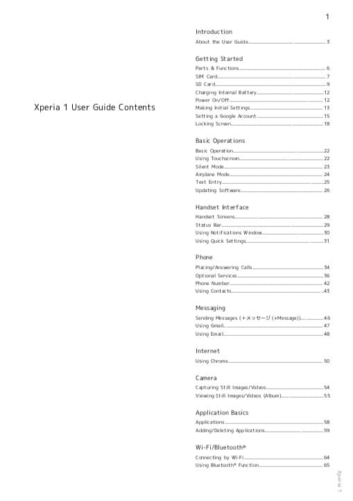 Sony Xperia 1 USER GUIDE OWNER'S MANUAL 2