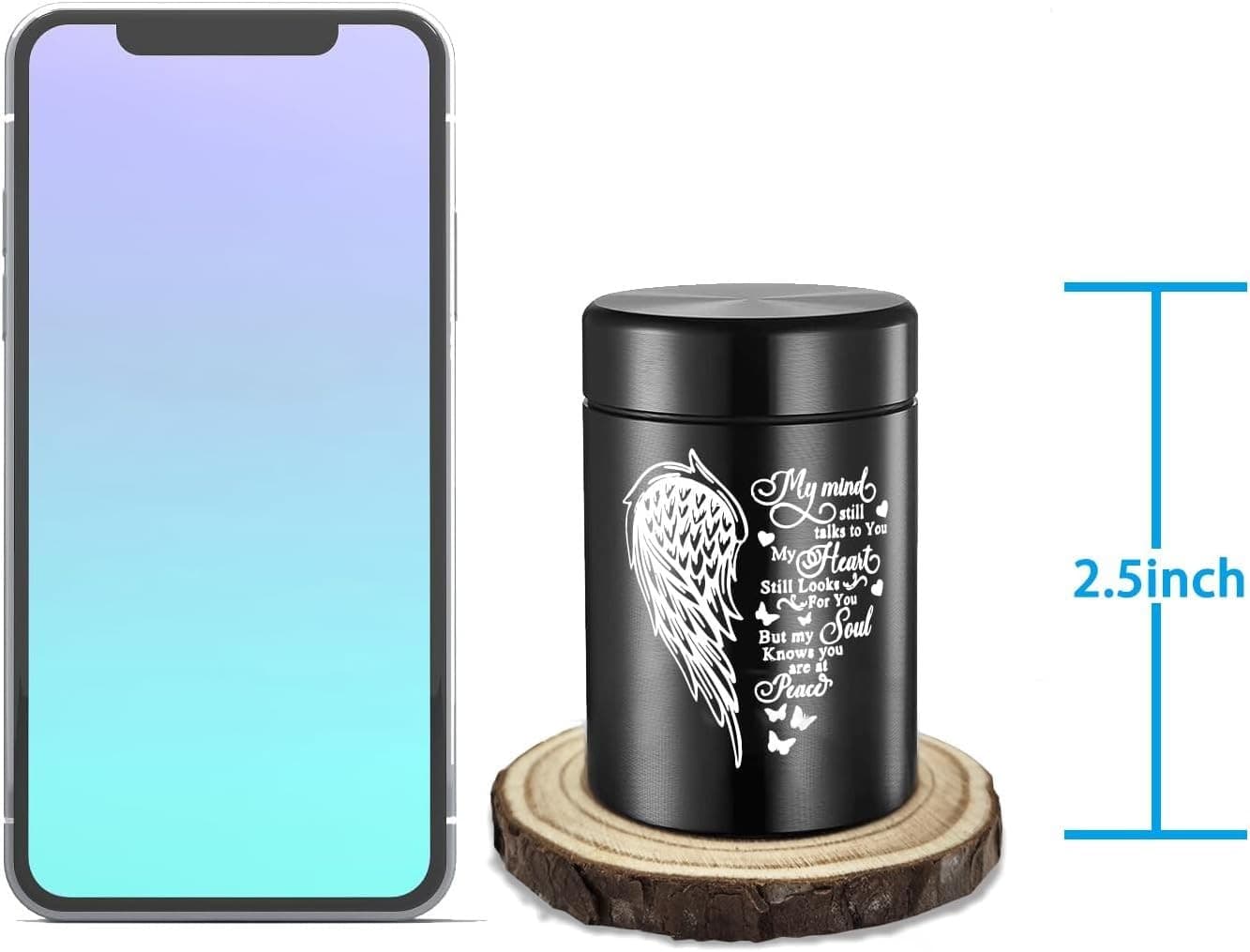 Set of 4pcs Small Urns for Human Ashes Female Male Aluminum Keepsake Black Ti... 3